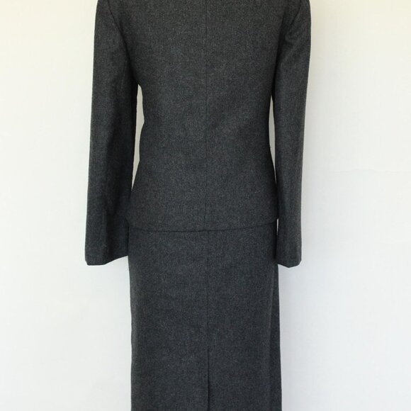 Vintage 1980s Womens Suit, Russ Gray Wool Skirt And Jacket, Shoulder Pads Braid - Picture 9 of 10